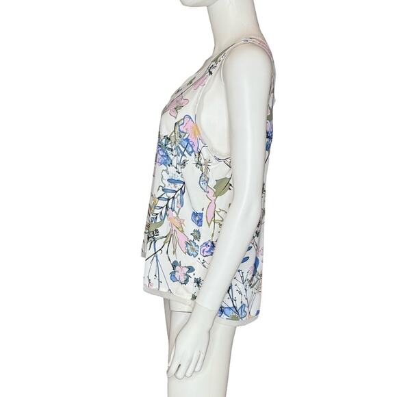 Halogen Raw Edge Tank White Floral Women’s Sz M NWT - Picture 3 of 6